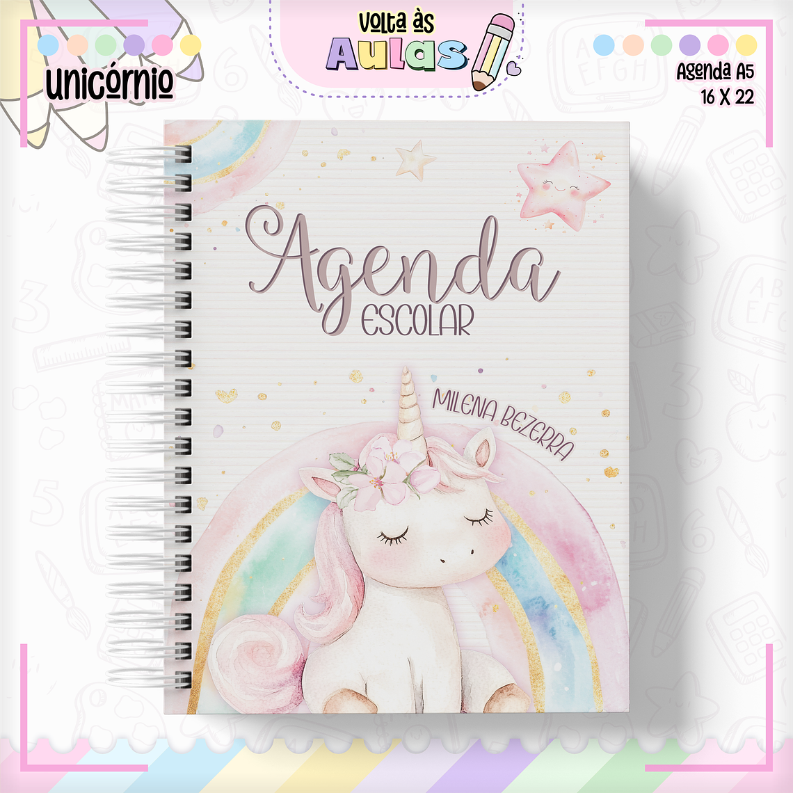 Arquivo Encadernação Kit Escolar - Unicórnio 13