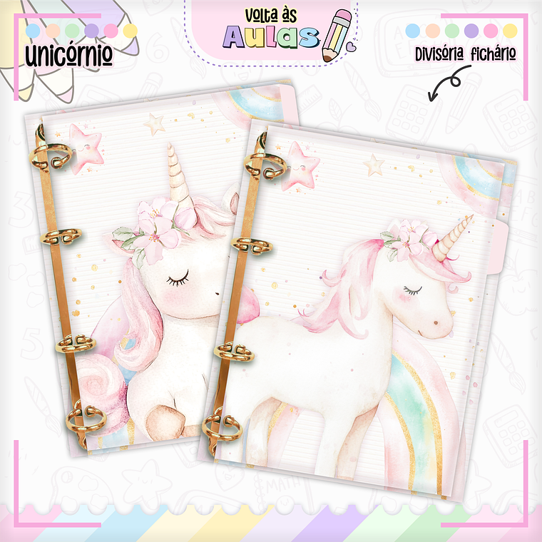 Arquivo Encadernação Kit Escolar - Unicórnio 14