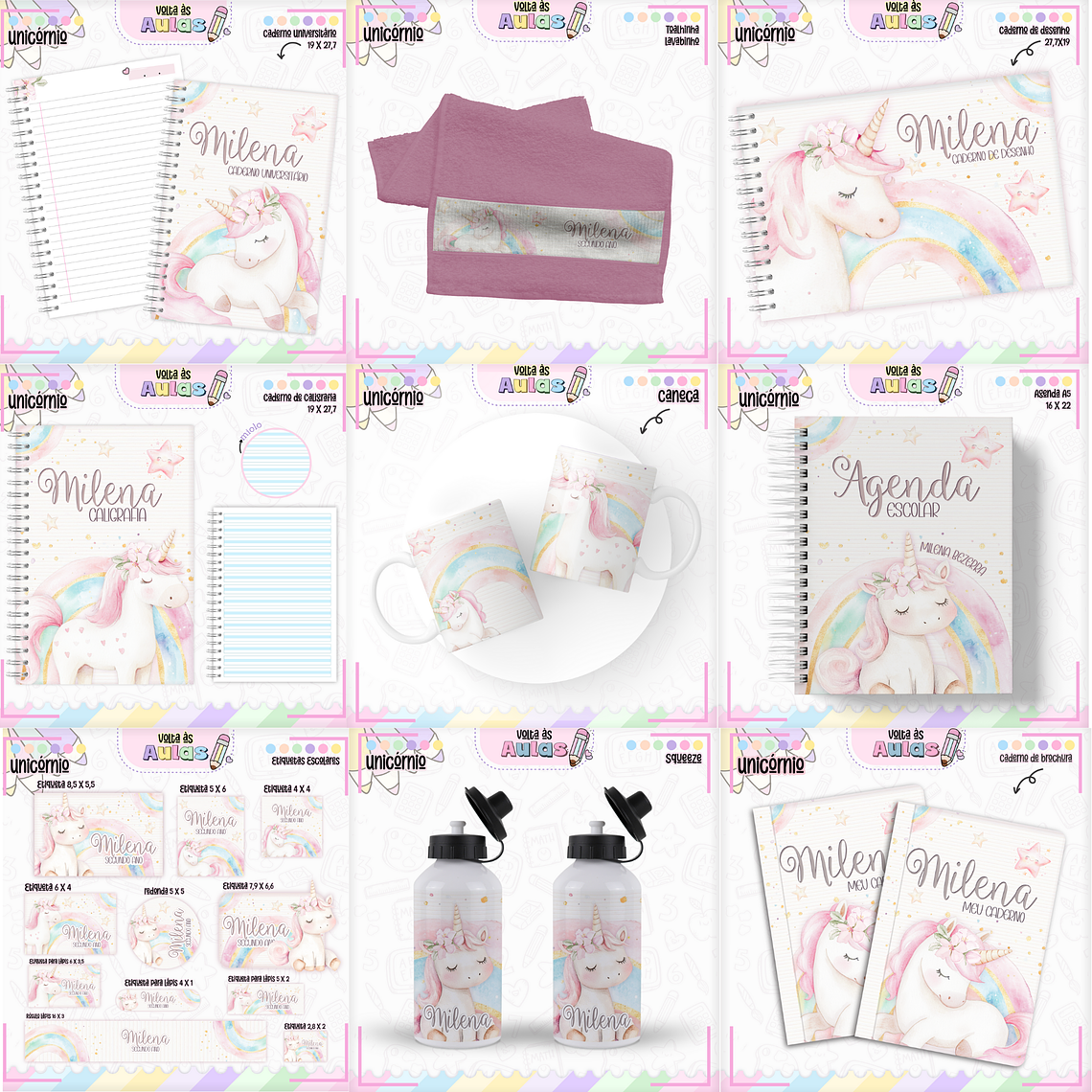 Arquivo Encadernação Kit Escolar - Unicórnio 1