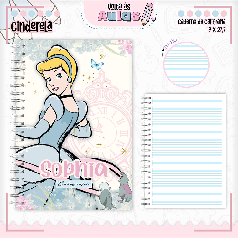 Arquivo Encadernação Kit Escolar - Cinderela 3