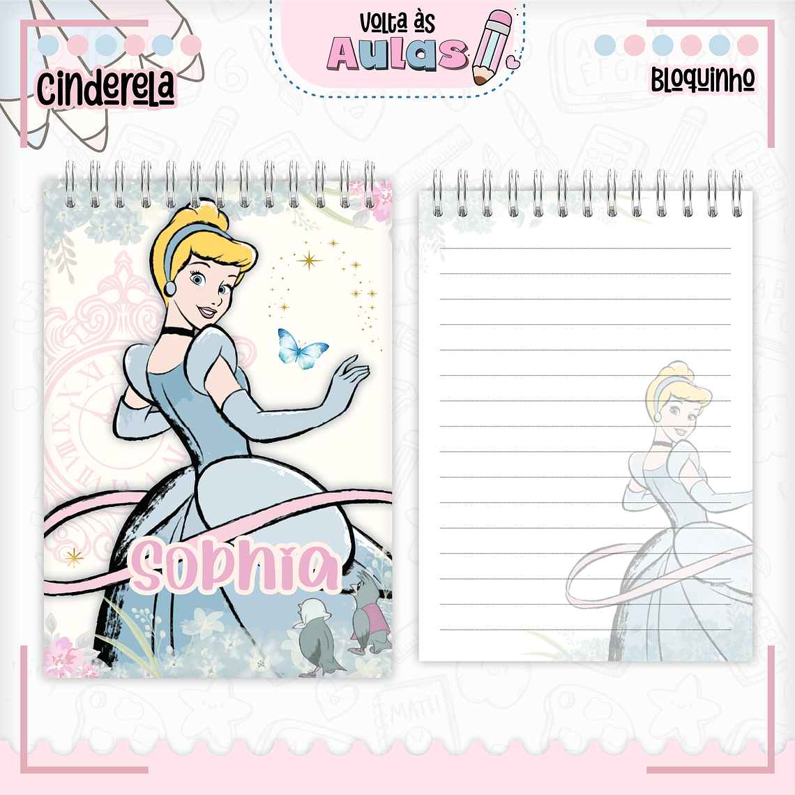 Arquivo Encadernação Kit Escolar - Cinderela 12