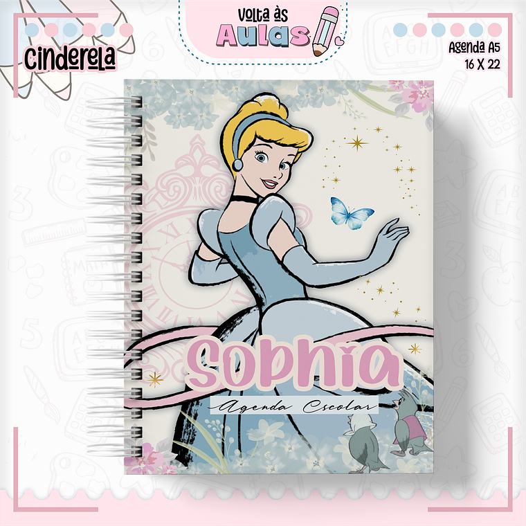 Arquivo Encadernação Kit Escolar - Cinderela 13