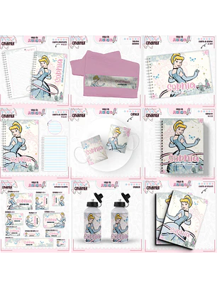 Arquivo Encadernação Kit Escolar - Cinderela