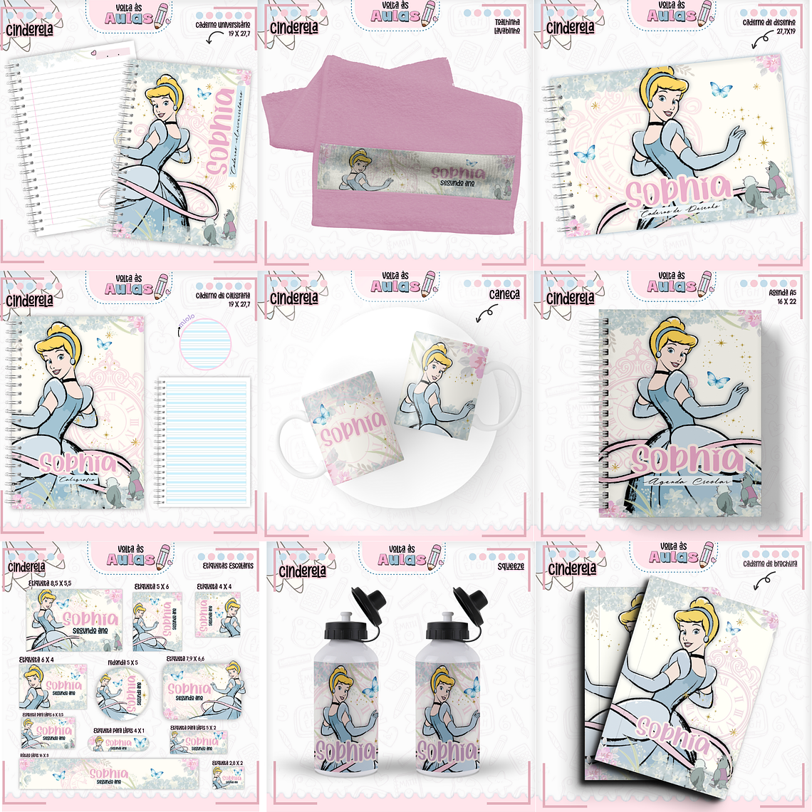 Arquivo Encadernação Kit Escolar - Cinderela 1