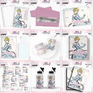 Arquivo Encadernação Kit Escolar - Cinderela