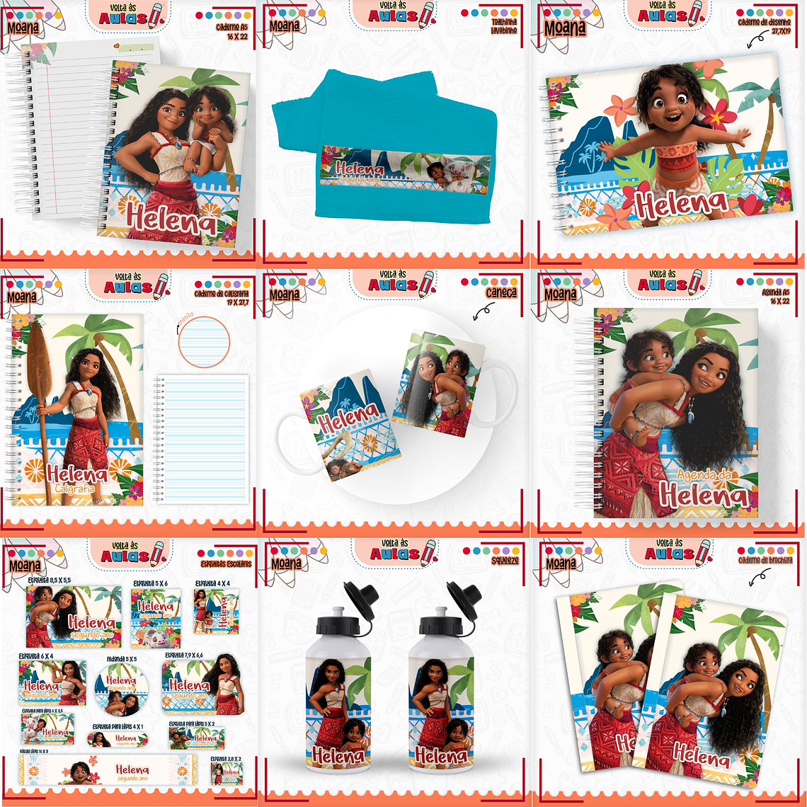 Arquivo Encadernação Kit Escolar - Moana 1