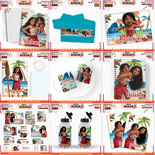 Arquivo Encadernação Kit Escolar - Moana