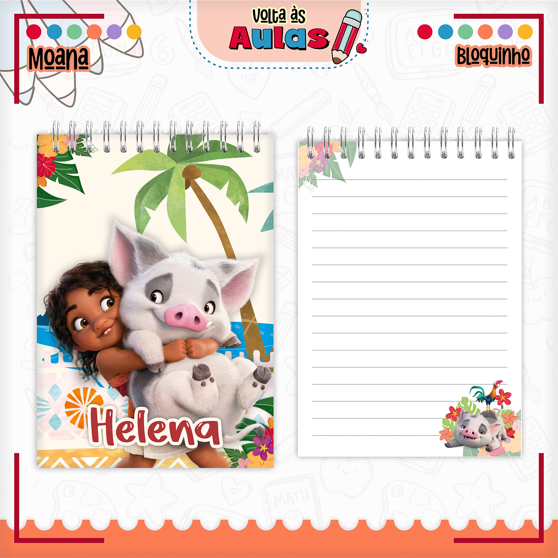 Arquivo Encadernação Kit Escolar - Moana 6