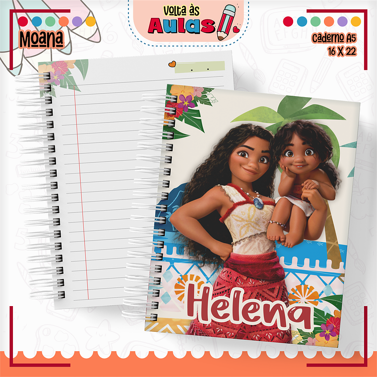 Arquivo Encadernação Kit Escolar - Moana 9