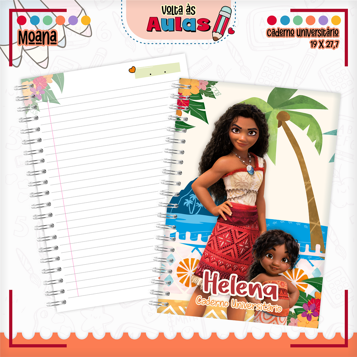 Arquivo Encadernação Kit Escolar - Moana 10
