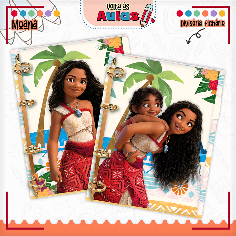 Arquivo Encadernação Kit Escolar - Moana 12