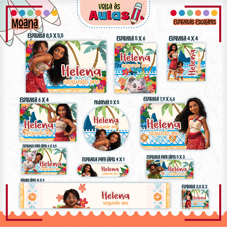 Arquivo Encadernação Kit Escolar - Moana 13