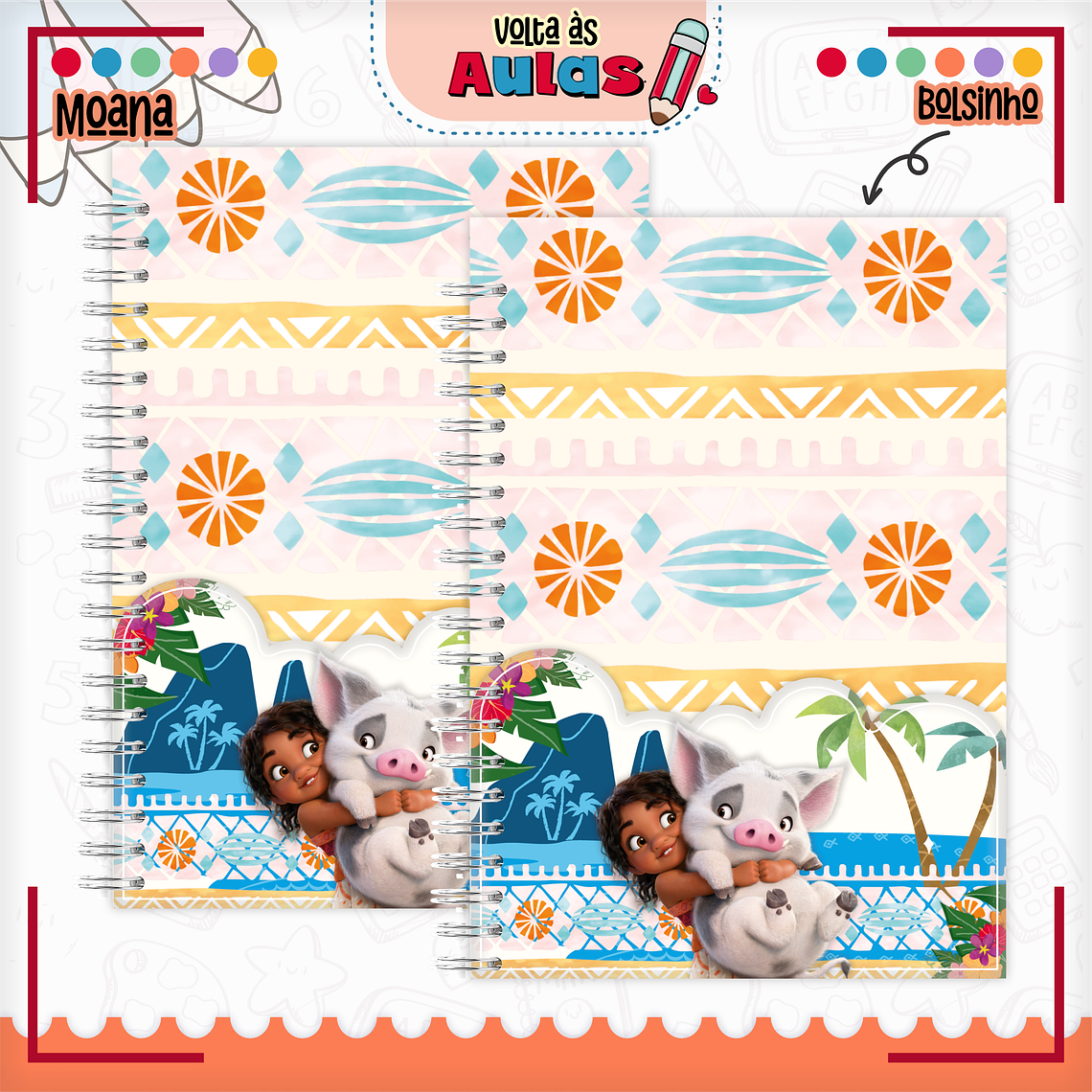Arquivo Encadernação Kit Escolar - Moana 14