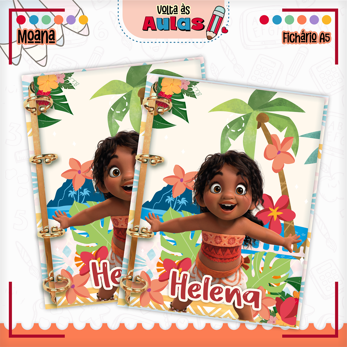 Arquivo Encadernação Kit Escolar - Moana 15