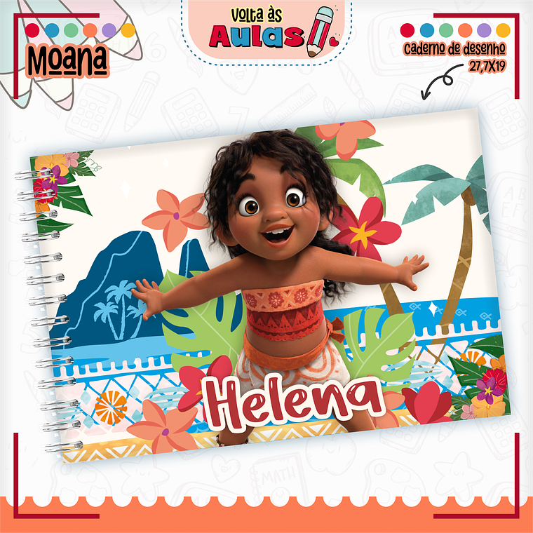Arquivo Encadernação Kit Escolar - Moana 16
