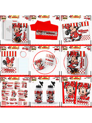 Arquivo Encadernação Kit Escolar - Minnie Vermelha