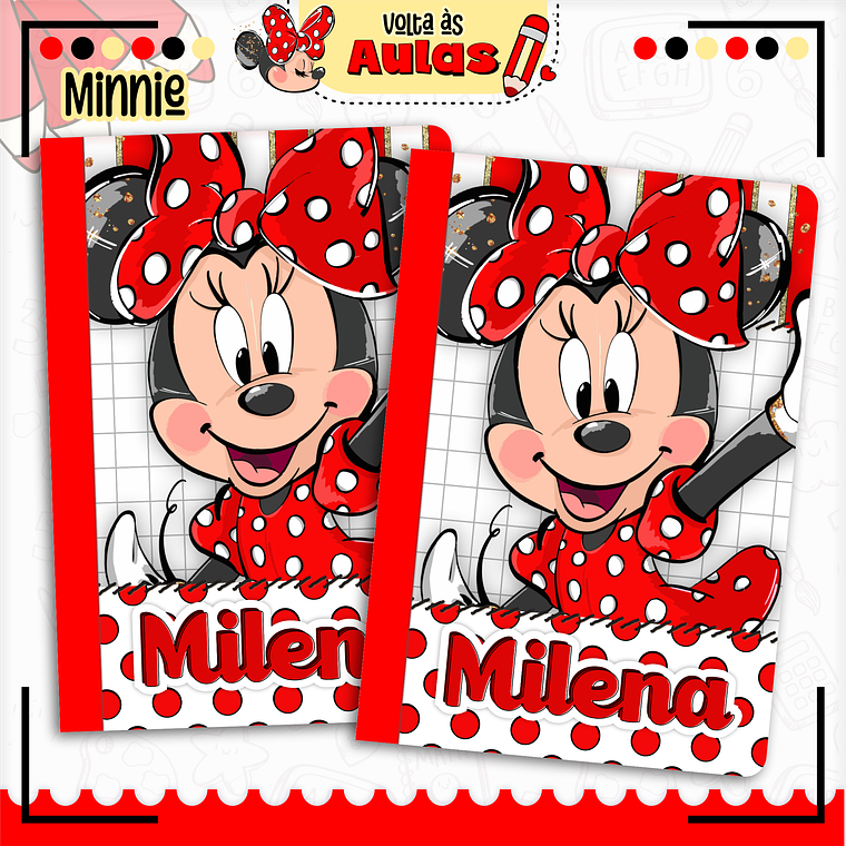 Arquivo Encadernação Kit Escolar - Minnie Vermelha 2