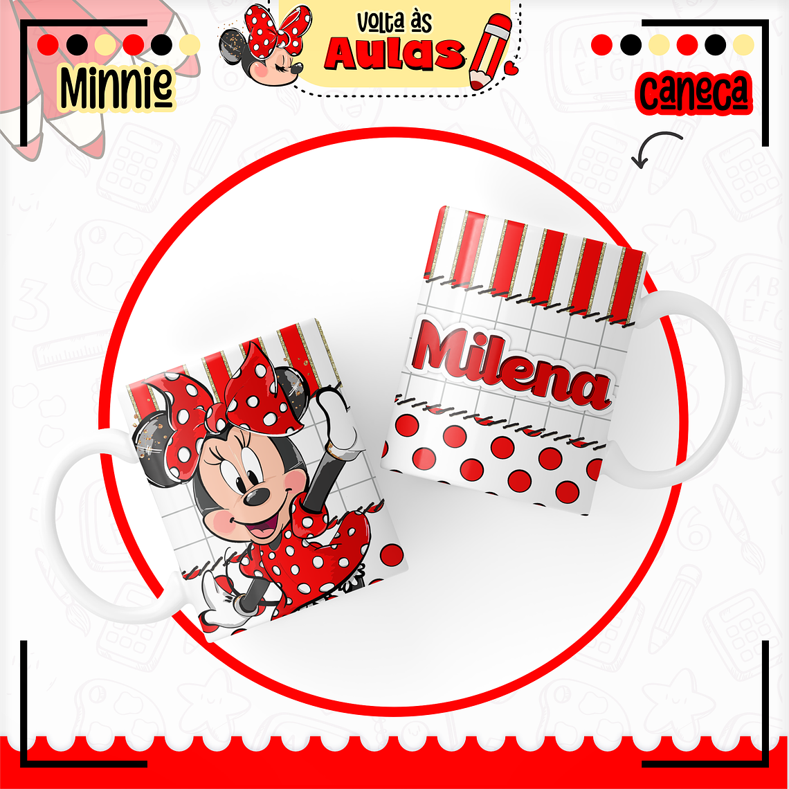 Arquivo Encadernação Kit Escolar - Minnie Vermelha 4