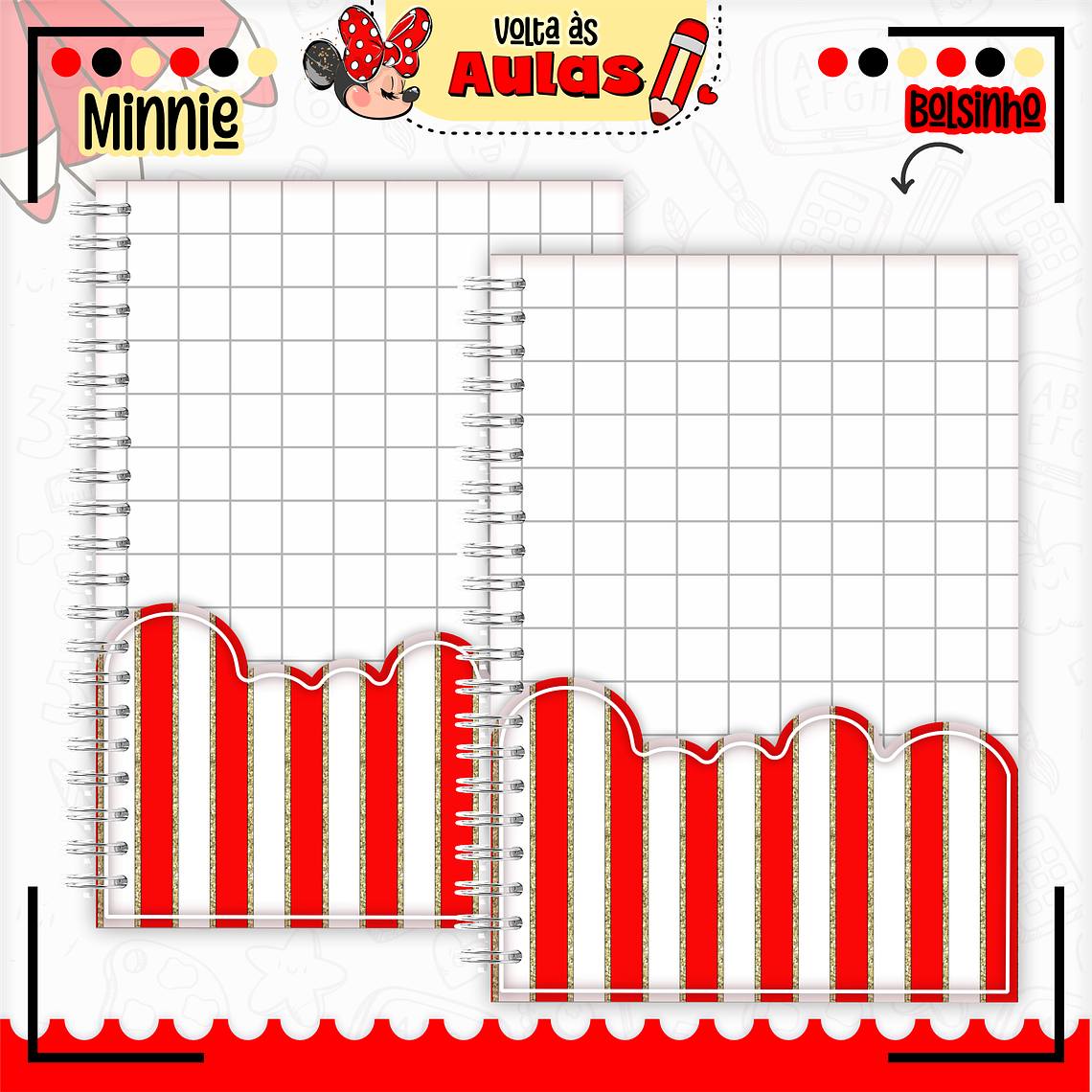 Arquivo Encadernação Kit Escolar - Minnie Vermelha 5