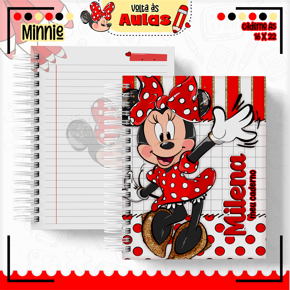 Arquivo Encadernação Kit Escolar - Minnie Vermelha 7