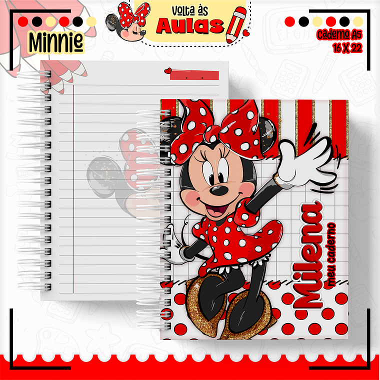 Arquivo Encadernação Kit Escolar - Minnie Vermelha 7