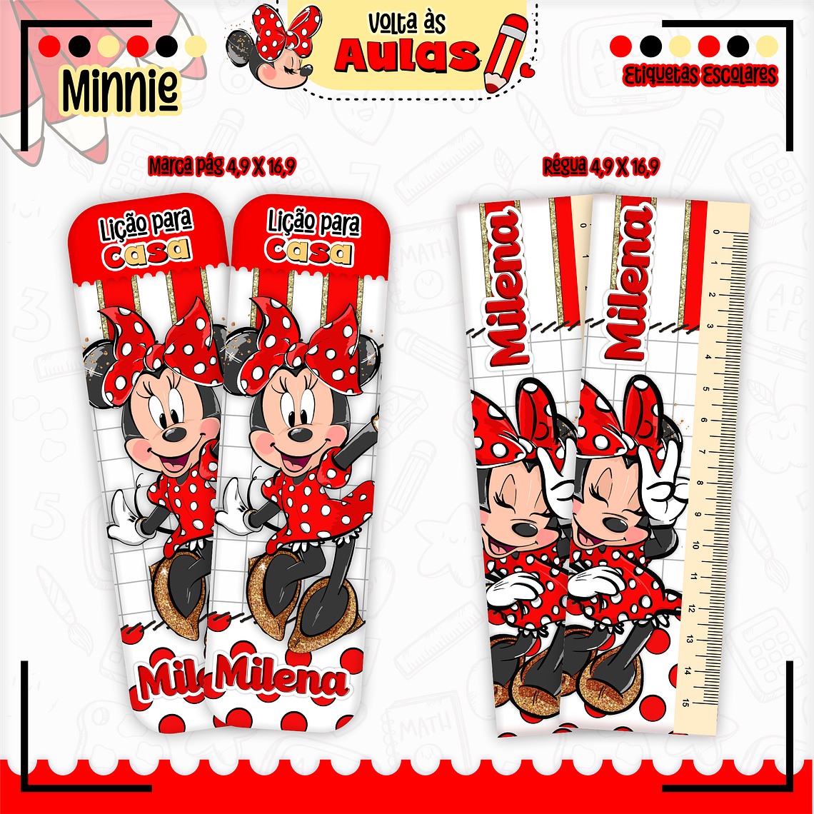 Arquivo Encadernação Kit Escolar - Minnie Vermelha 10