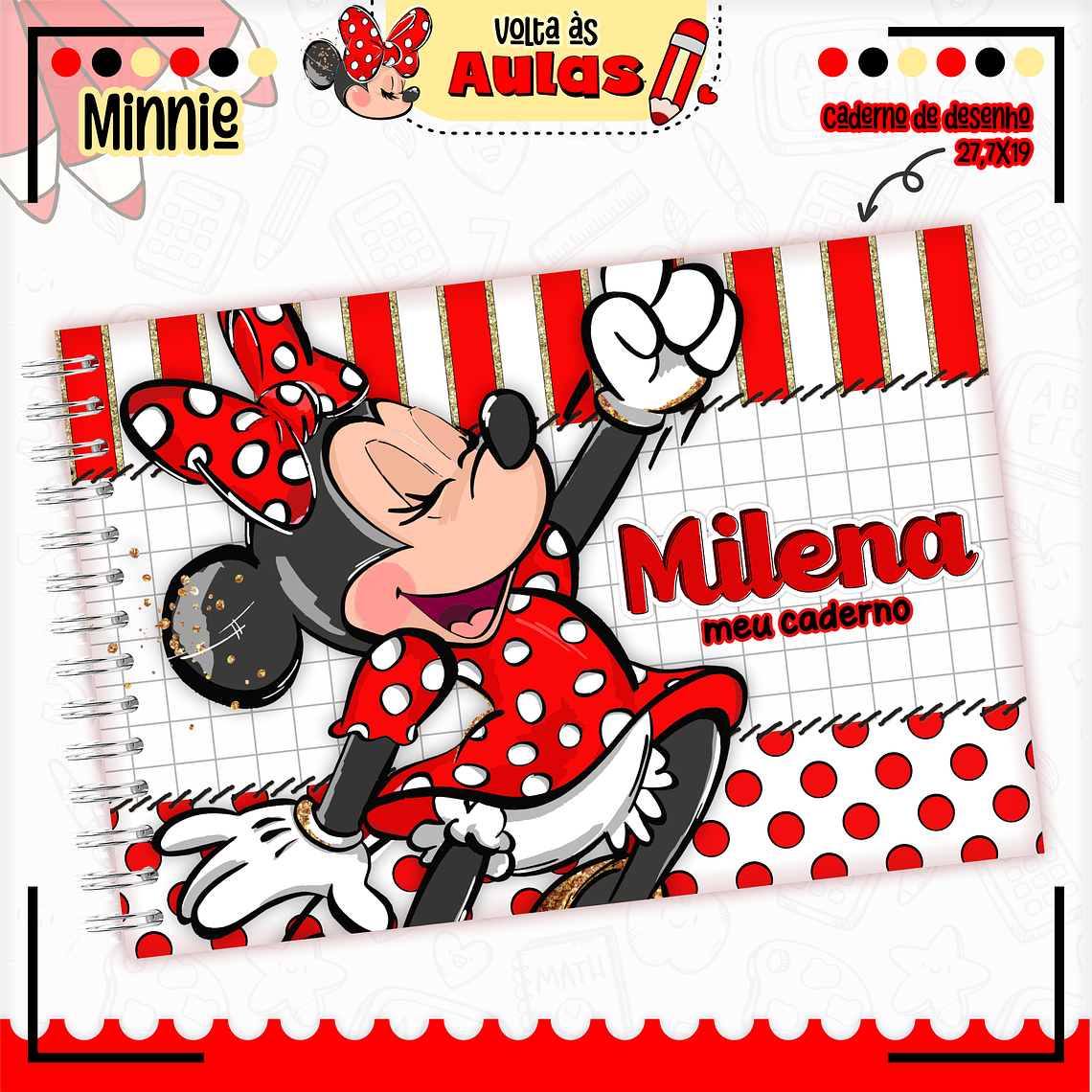Arquivo Encadernação Kit Escolar - Minnie Vermelha 11