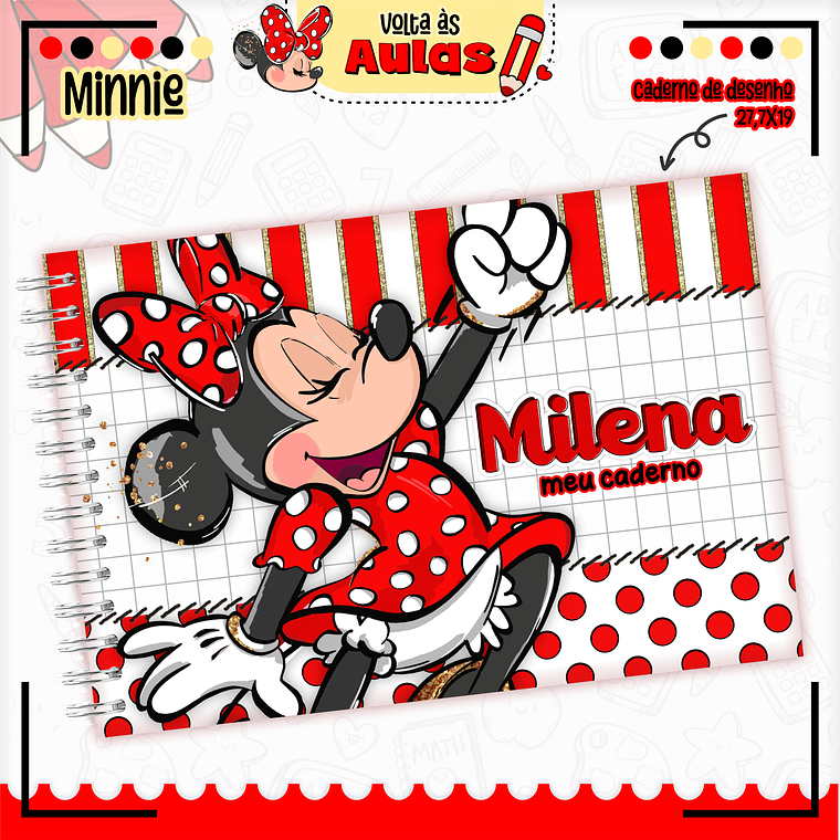 Arquivo Encadernação Kit Escolar - Minnie Vermelha 11