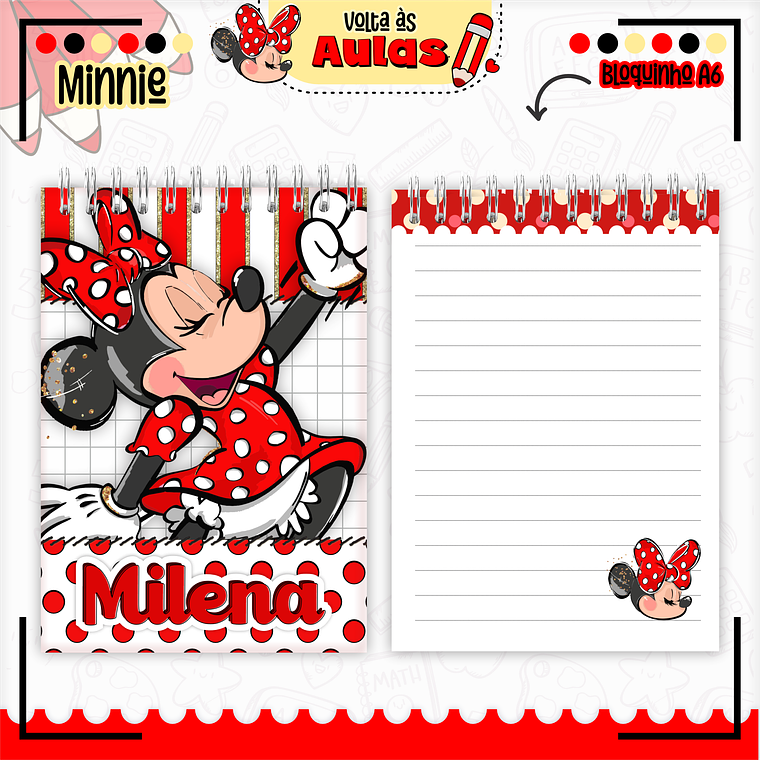 Arquivo Encadernação Kit Escolar - Minnie Vermelha 13