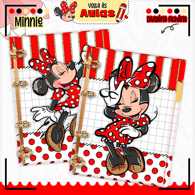 Arquivo Encadernação Kit Escolar - Minnie Vermelha 14
