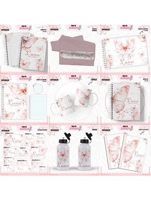 Arquivo Encadernação Kit Escolar - Borboletas