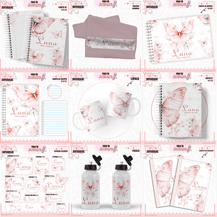 Arquivo Encadernação Kit Escolar - Borboletas