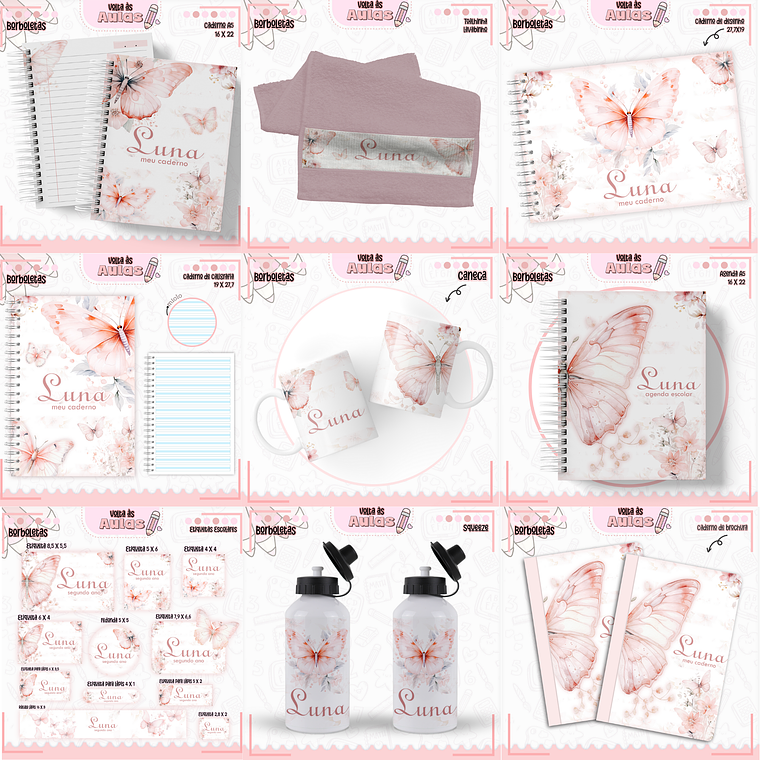Arquivo Encadernação Kit Escolar - Borboletas 1
