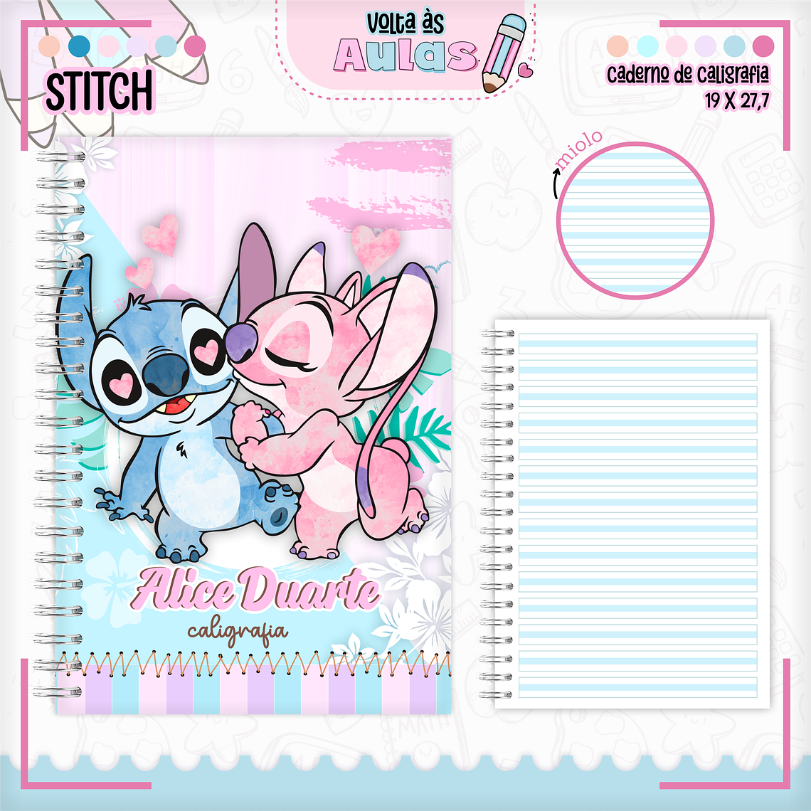 Arquivo Encadernação Kit Escolar - Stitch e Angel  2