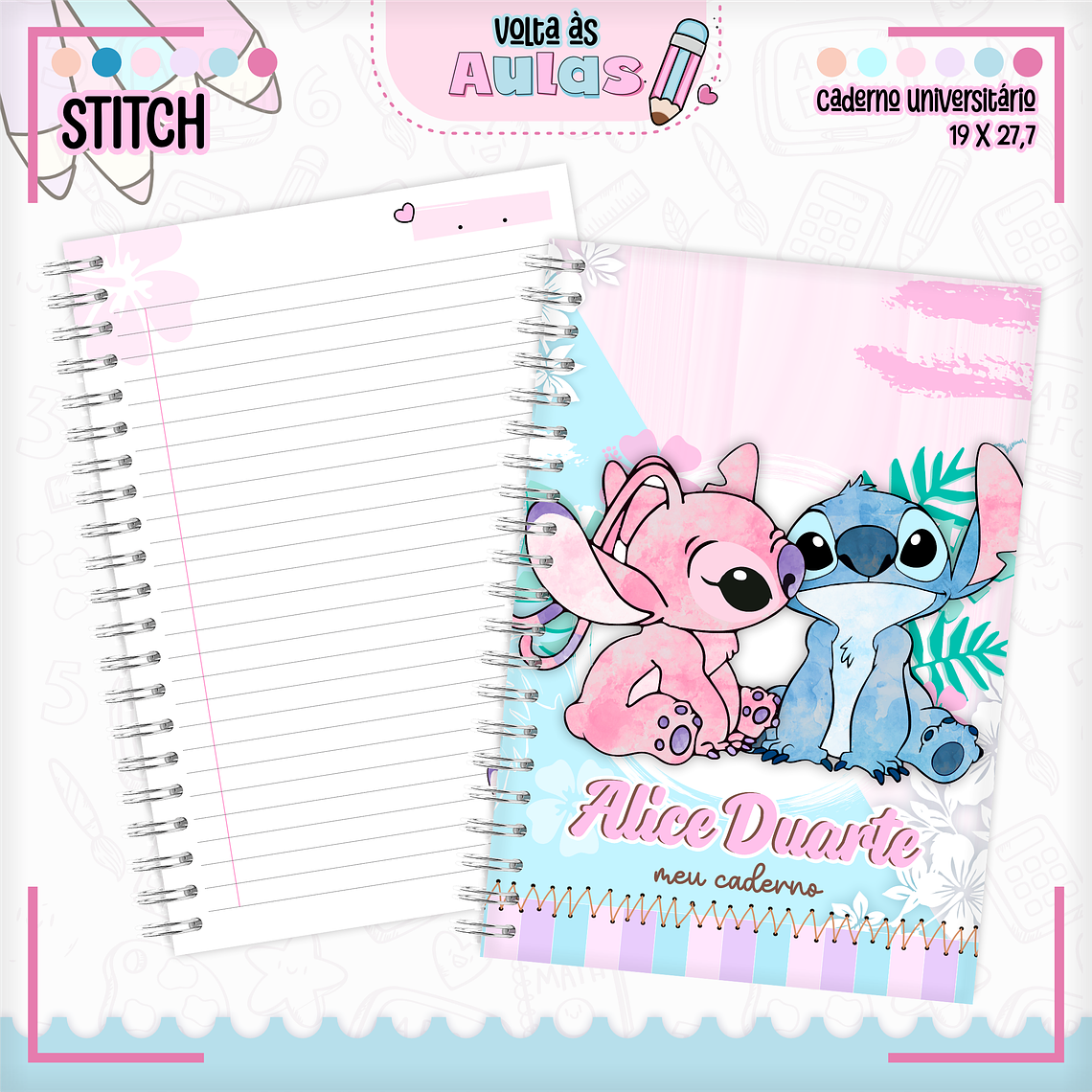 Arquivo Encadernação Kit Escolar - Stitch e Angel  3