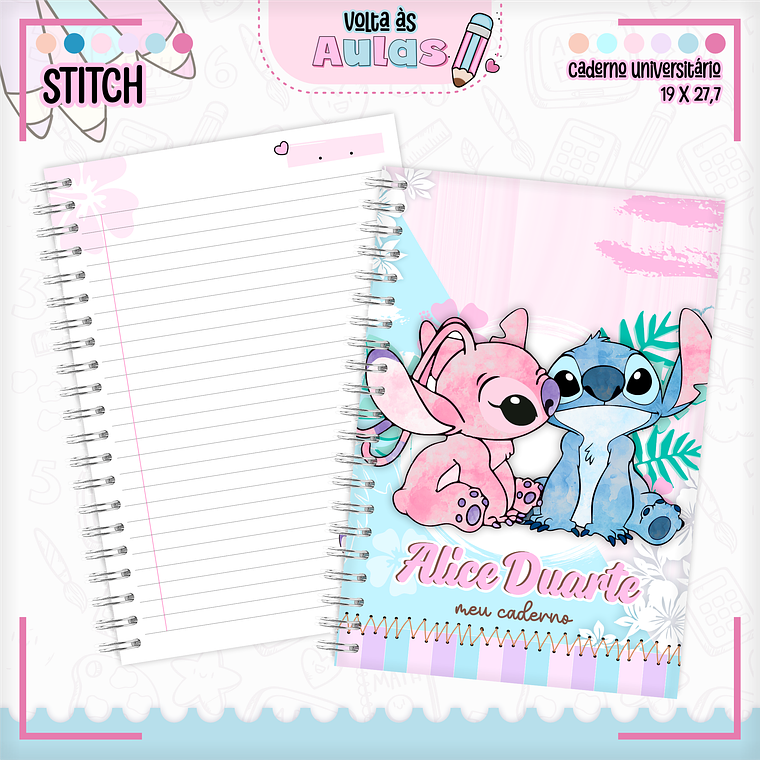 Arquivo Encadernação Kit Escolar - Stitch e Angel  3