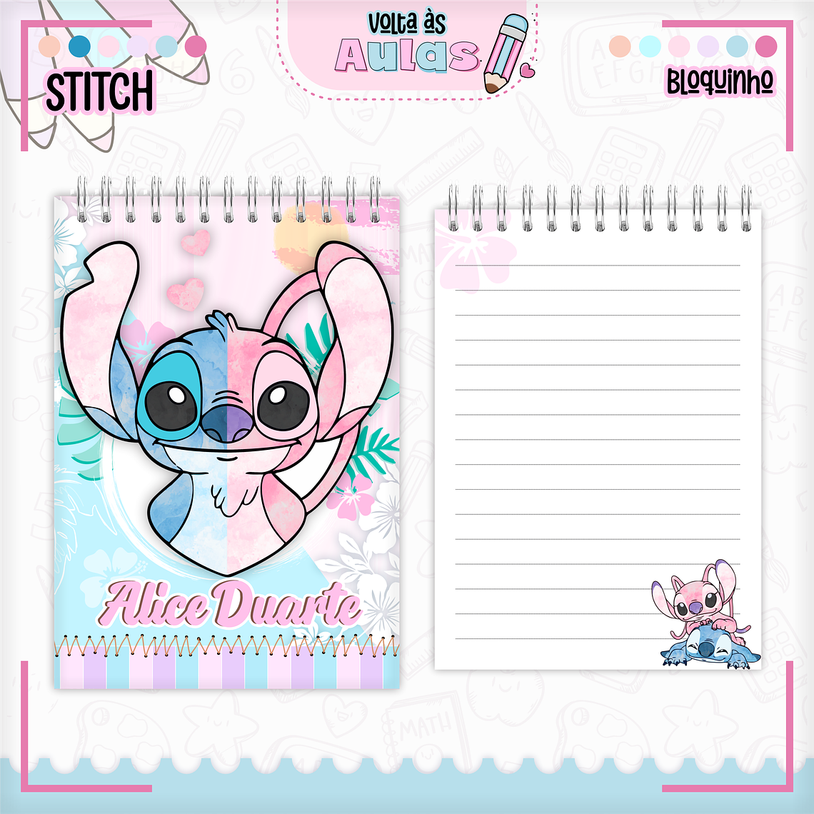Arquivo Encadernação Kit Escolar - Stitch e Angel  4