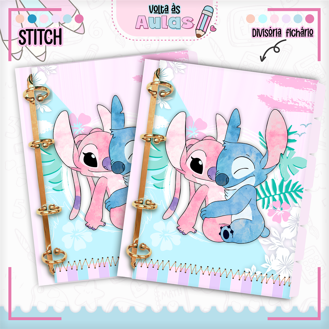 Arquivo Encadernação Kit Escolar - Stitch e Angel  12