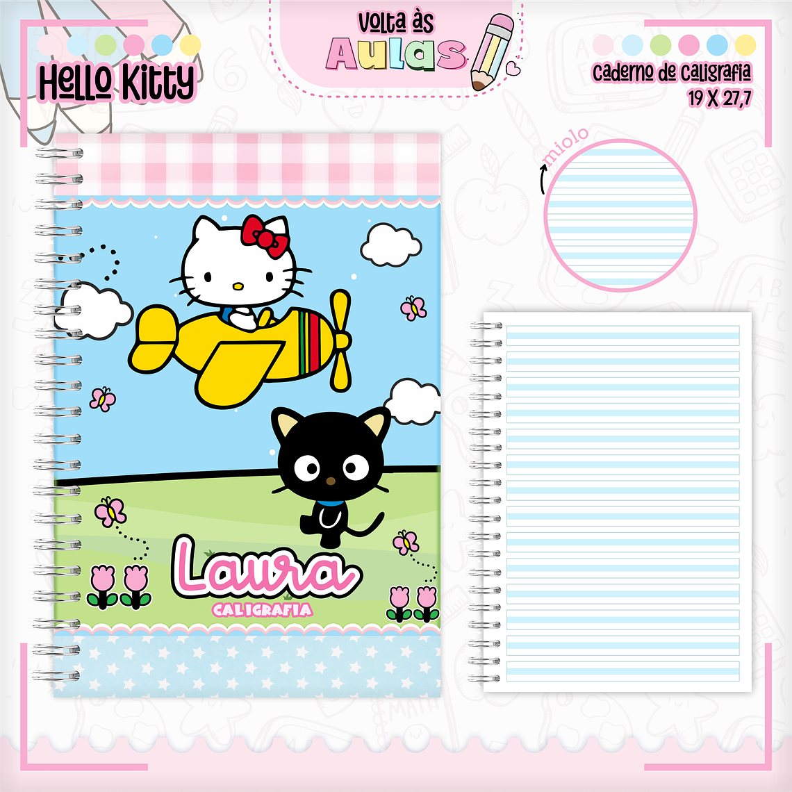 Arquivo Encadernação Kit Escolar - Hello Kitty  2