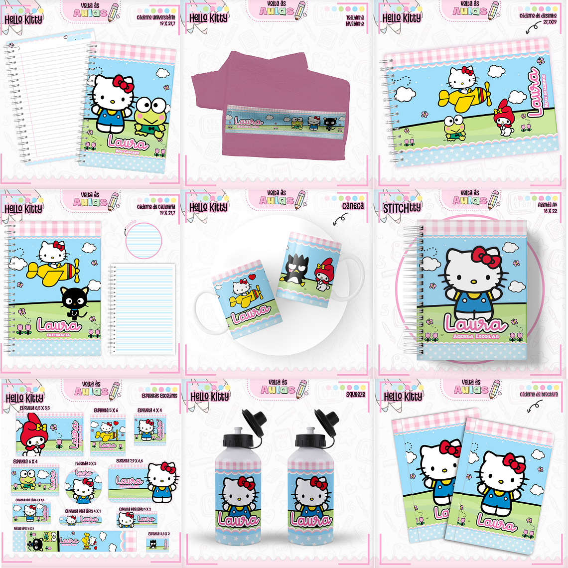 Arquivo Encadernação Kit Escolar - Hello Kitty  1
