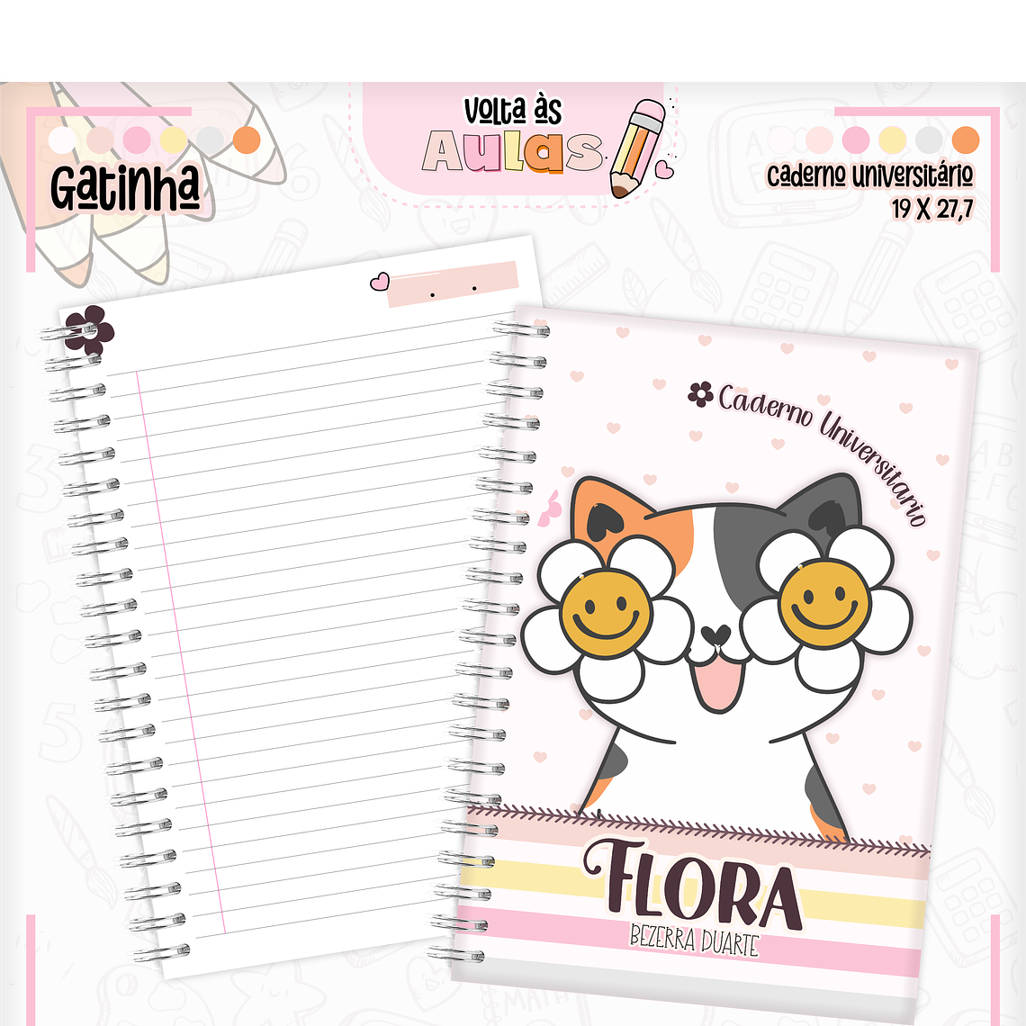 Arquivo Encadernação Kit Escolar - Gatinha 3