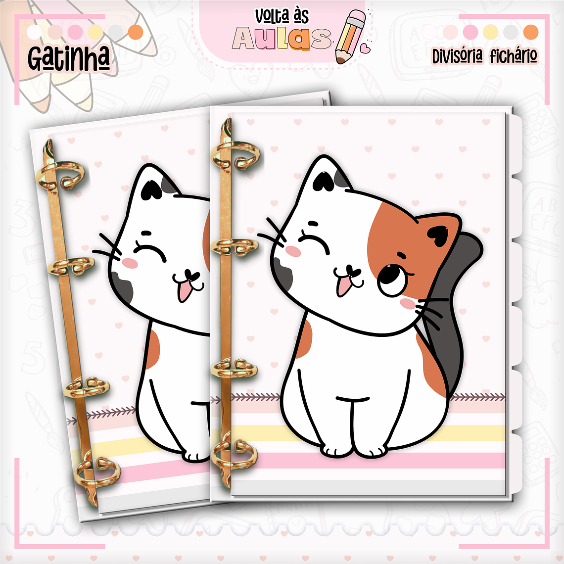 Arquivo Encadernação Kit Escolar - Gatinha 4