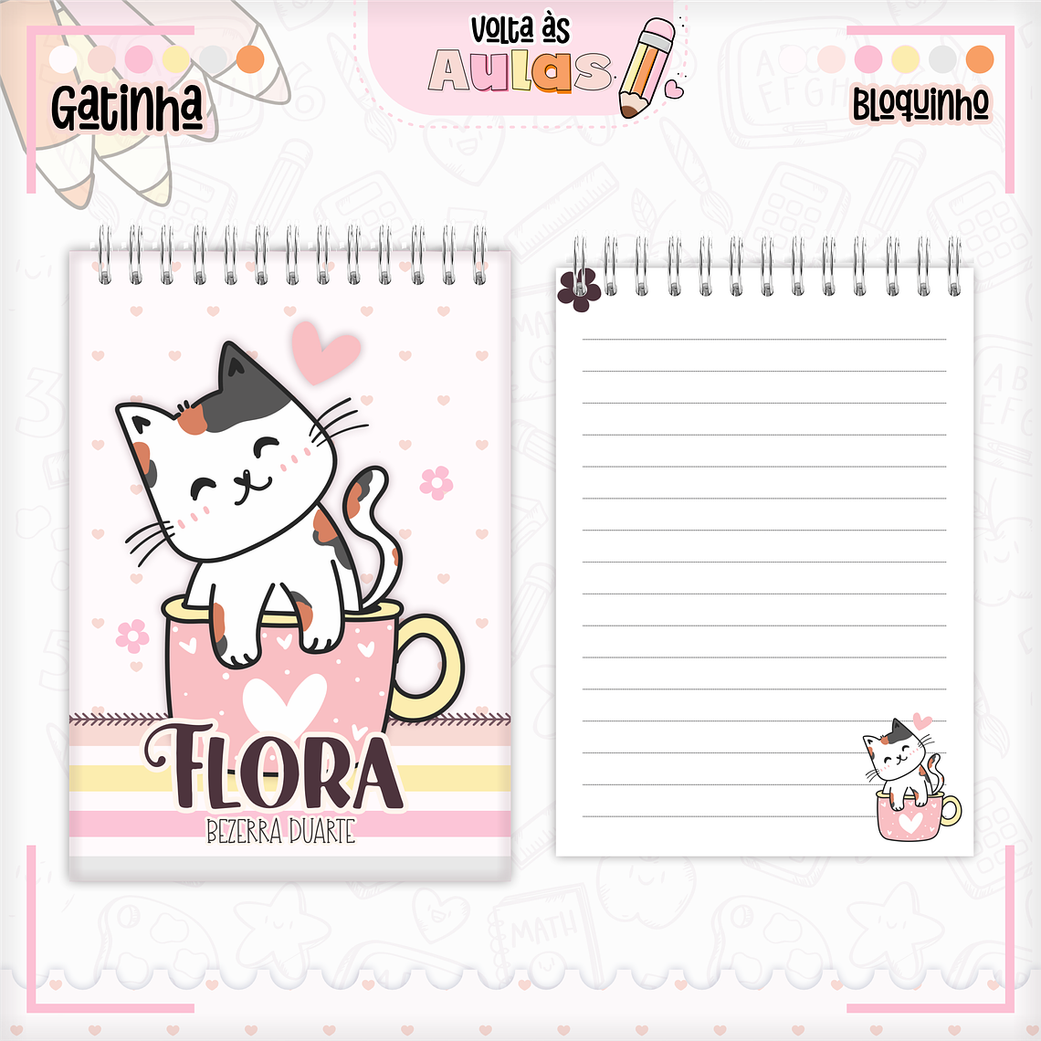 Arquivo Encadernação Kit Escolar - Gatinha 5