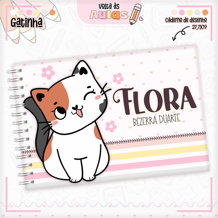 Arquivo Encadernação Kit Escolar - Gatinha 6