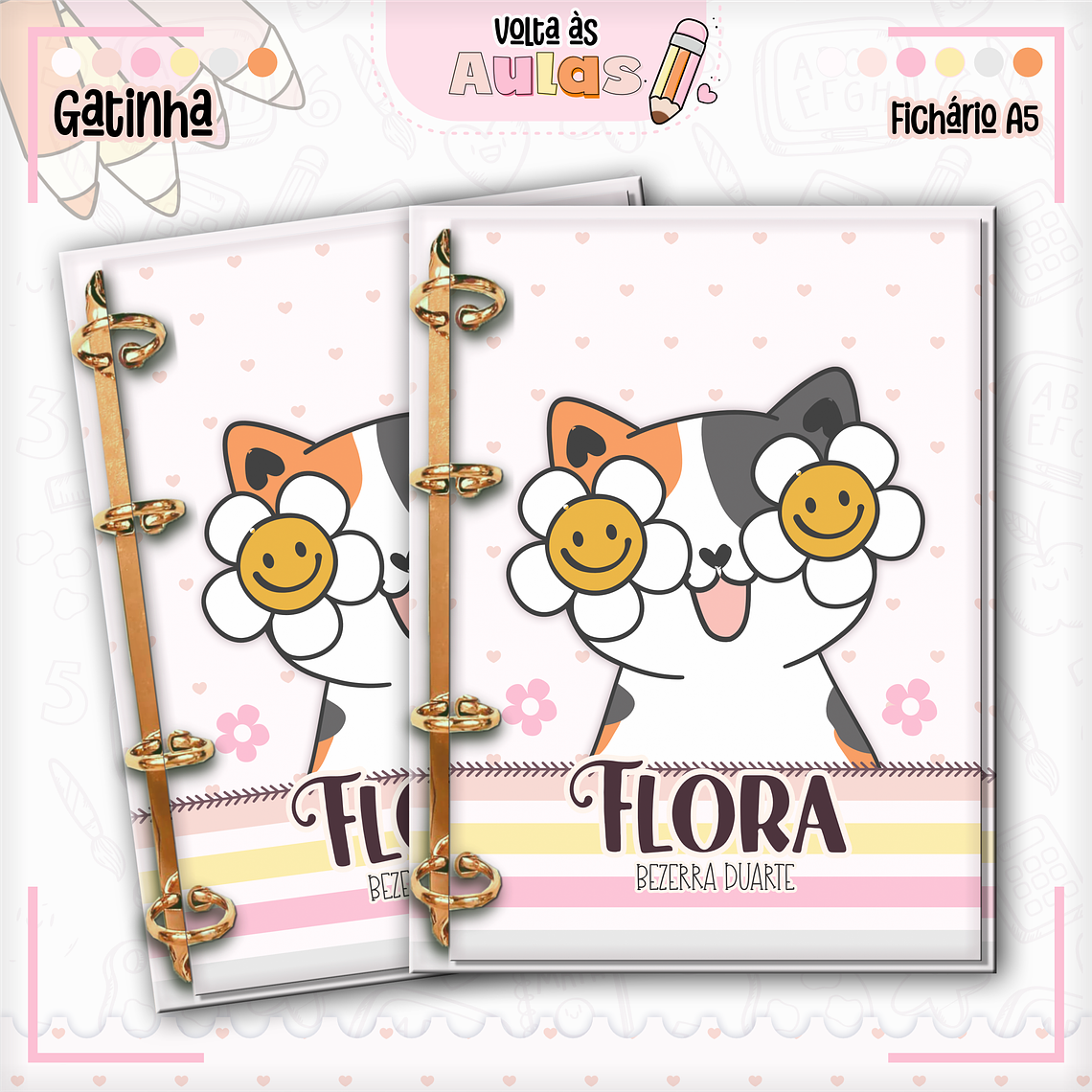 Arquivo Encadernação Kit Escolar - Gatinha 7