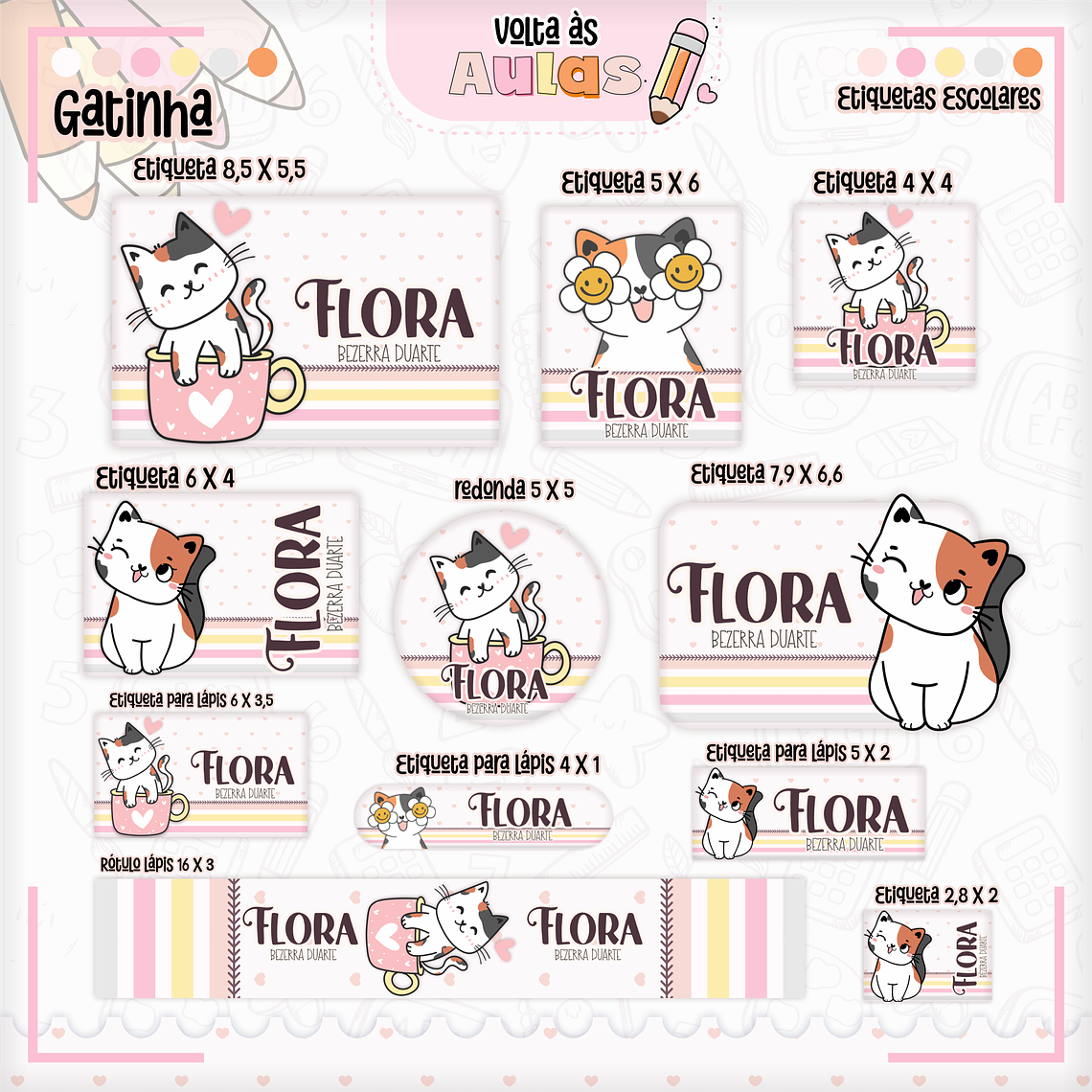 Arquivo Encadernação Kit Escolar - Gatinha 8