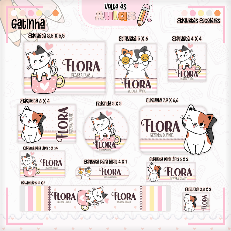 Arquivo Encadernação Kit Escolar - Gatinha 8