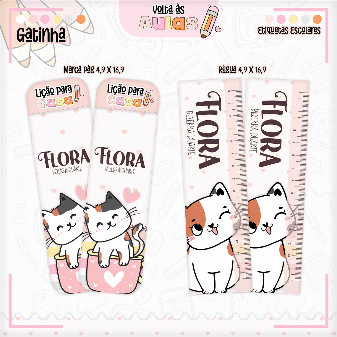 Arquivo Encadernação Kit Escolar - Gatinha 10