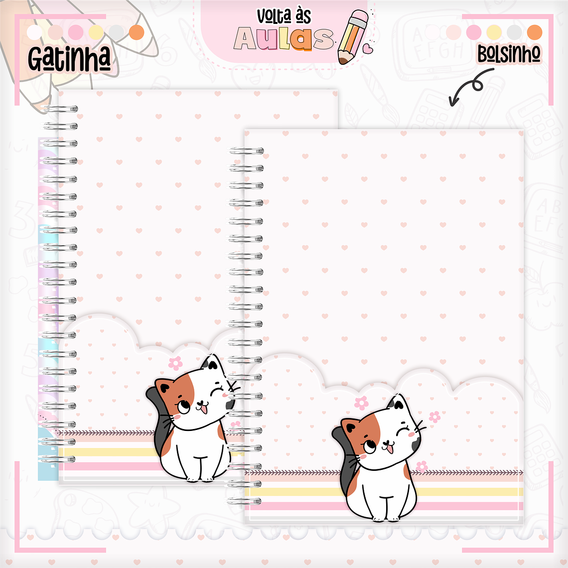 Arquivo Encadernação Kit Escolar - Gatinha 11