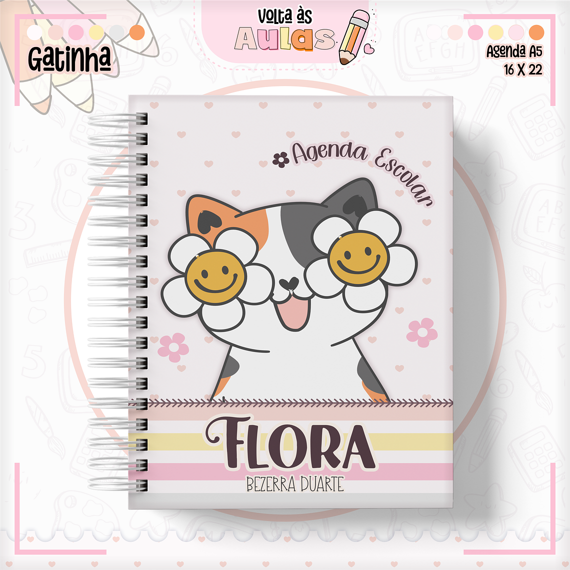 Arquivo Encadernação Kit Escolar - Gatinha 12